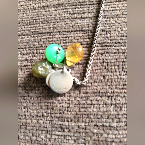 Beth Orduna Sterling Silver with citrine, peridot & chalcedonay cluster necklace - Picture 9 of 9